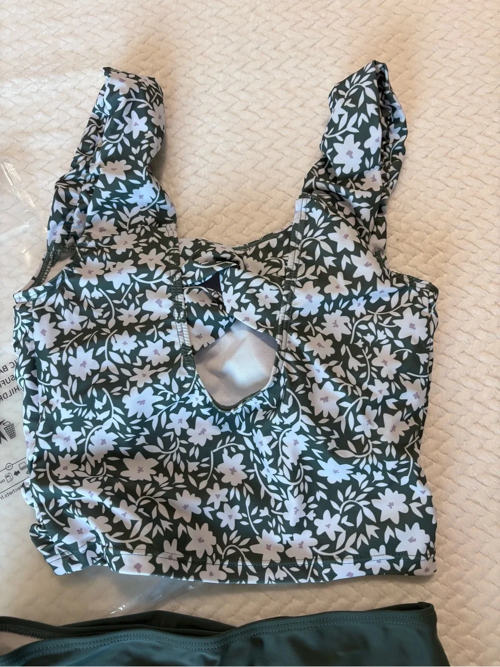 Girls Floral Tankini Swim Set in Green NEW